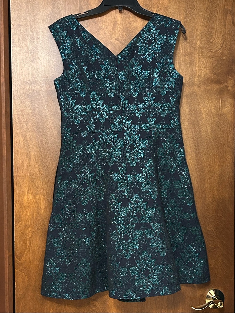 Nanette Lepore Brocade Dress Metallic Blue Teal Sparkle Floral Dress, Size 8 - Picture 9 of 16